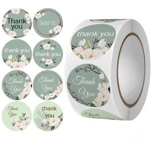 500 Thank You Stickers, 1" Round Frames Thank You Stickers Roll 8Floral Designs‍